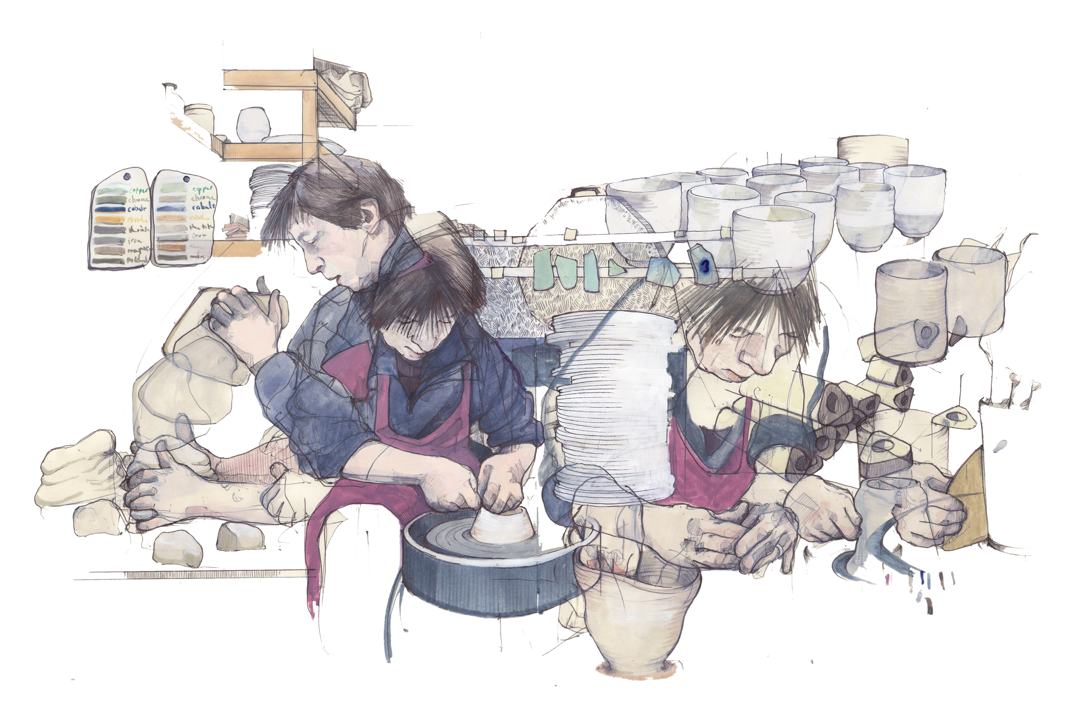 studio, pottery, drawing, art