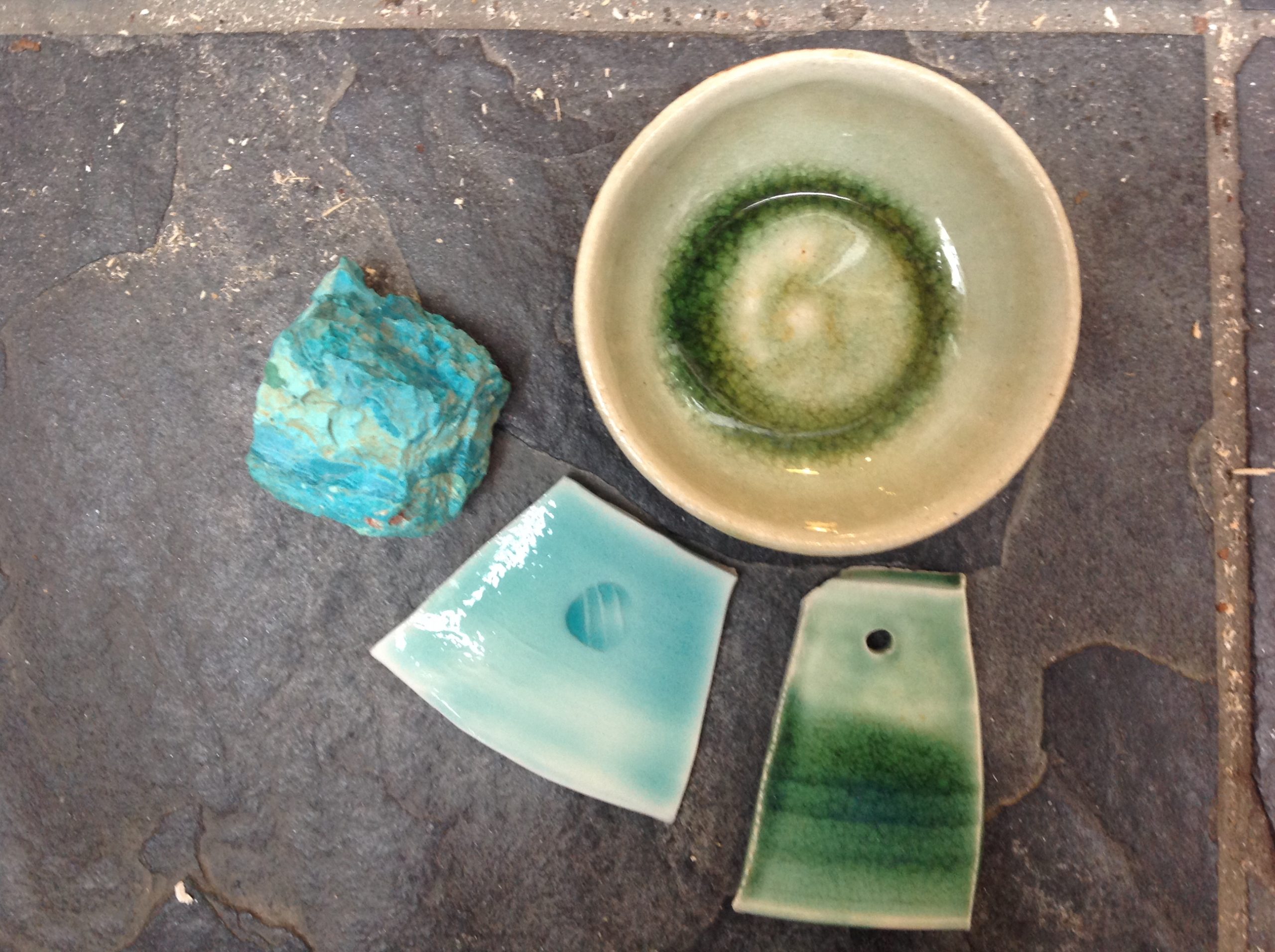 copper oxide glazes and chrysocolla