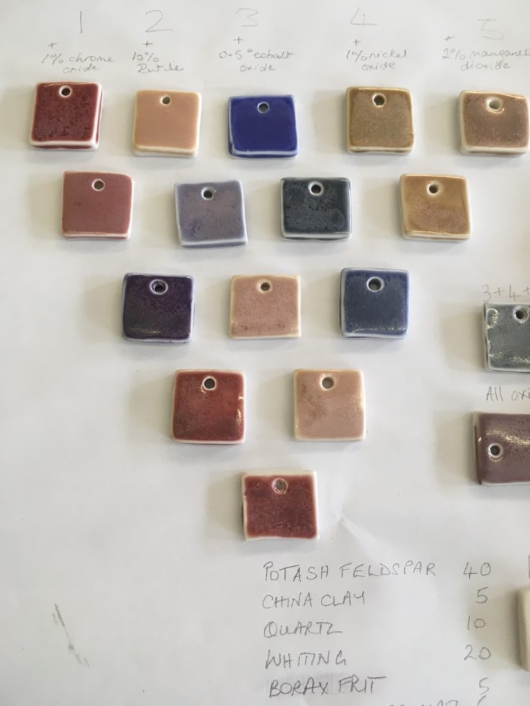 Glaze colour tests