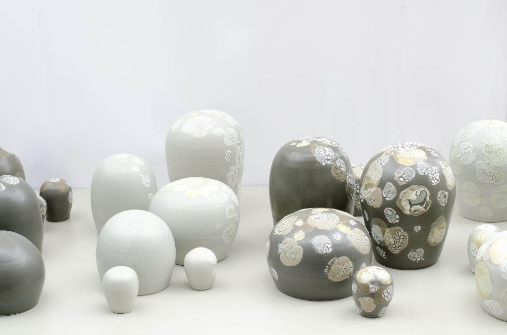 Lichen-glazed porcelain ceramic art sculptural forms