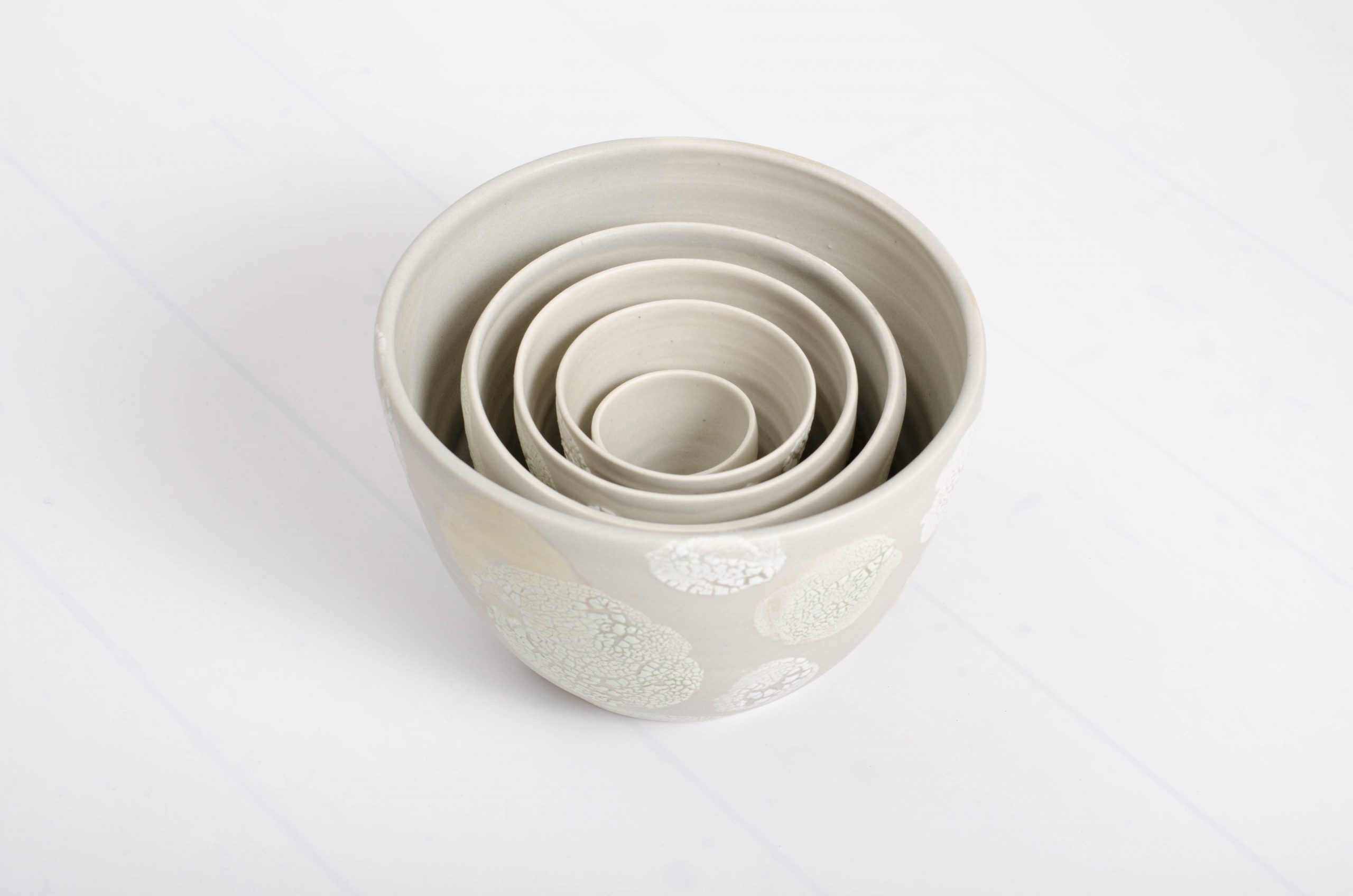 grey lichen nesting bowls