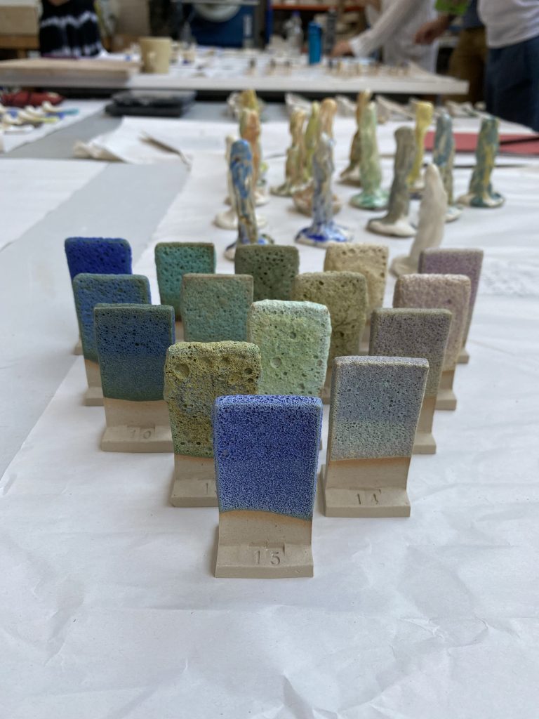 Lava glaze test tiles